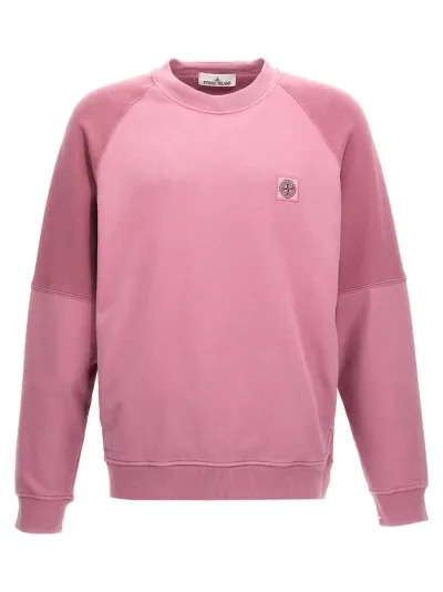 Stone Island Logo Patch Sweatshirt In Pink