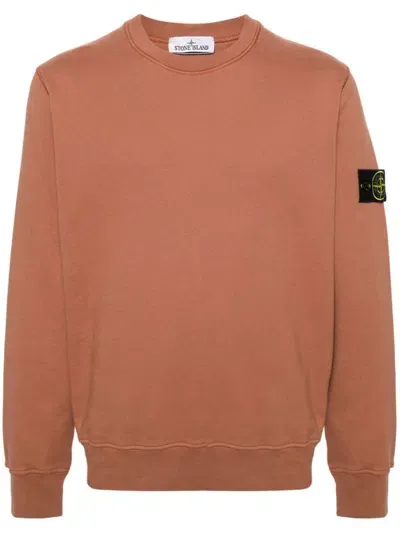 Stone Island Compass-badge Cotton Sweatshirt In Brown