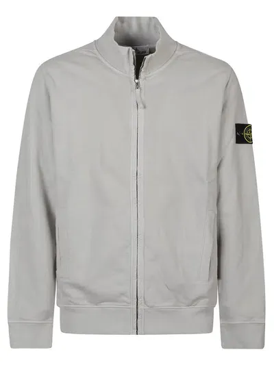 Stone Island Compass-badge Zipped-up Jacket In Grey