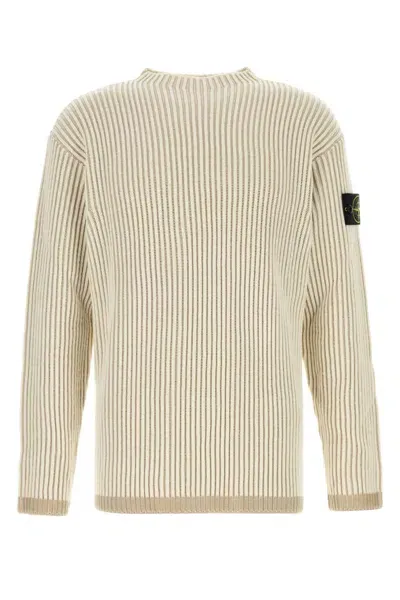 Stone Island Two-tone Wool Sweater In Beige