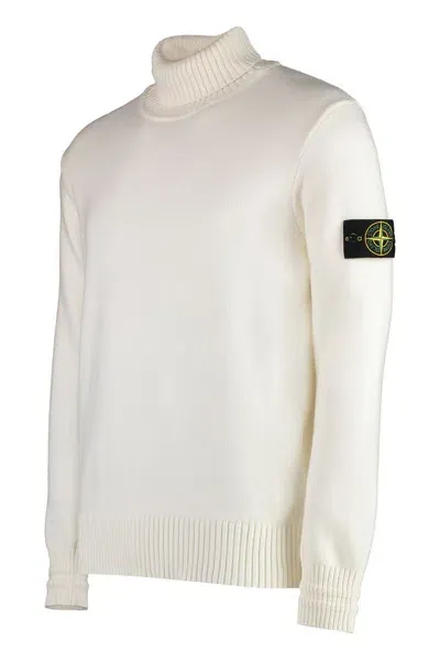 Stone Island Wool Blend Turtleneck Sweater In Green