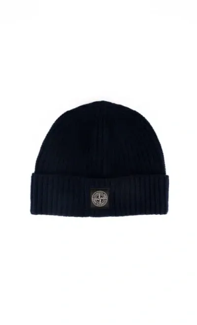 Stone Island Wool Hat With N10b5 Logo In Blue