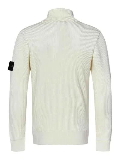 Stone Island Turtleneck Sweater In Wool In White