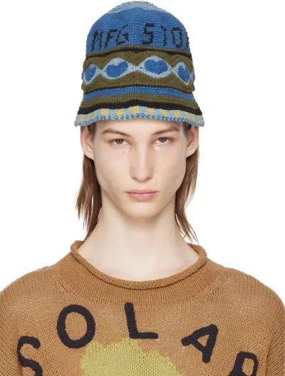 Story Mfg. Brew Crochet-knit Bucket Hat In Blue