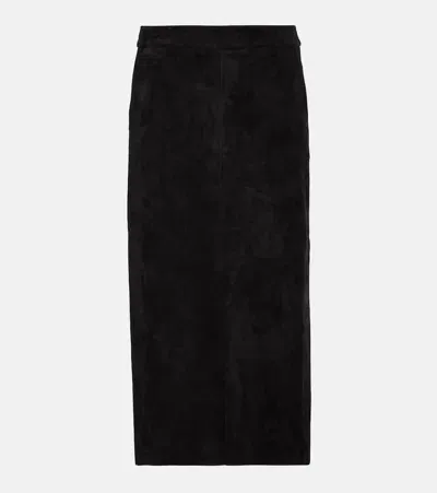 Stouls Taylor Suede Midi Skirt In Black