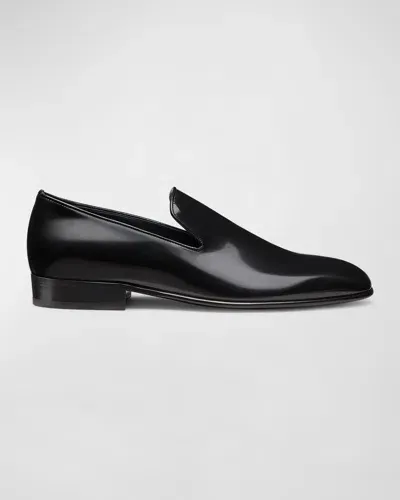 Stuart Weitzman Men's Alfred Brushed Leather Loafers In Black