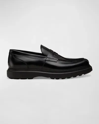 Stuart Weitzman Men's Alvin Leather Penny Loafers In Black