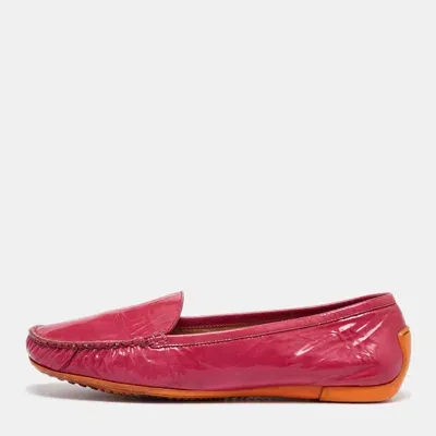 Pre-owned Stuart Weitzman Pink Patent Leather Loafers Size 39.5