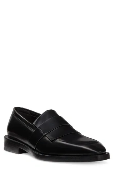 Stuart Weitzman Men's Royce Kiltie Brushed Leather Penny Loafers In Black