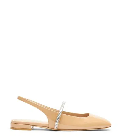 Stuart Weitzman , Stefanie Slingback Flat, Flats And Loafers, Adobe/clear, Patent/crystal In Neutral