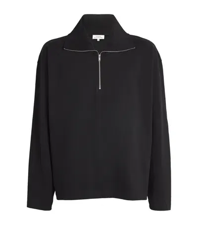 Studio Nicholson Cotton Quarter-zip Sweater In Black