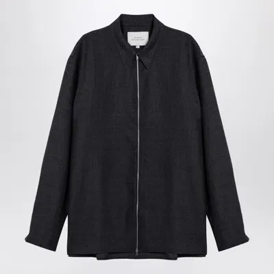 Studio Nicholson Dark Grey Wool Zip Shirt In Gray