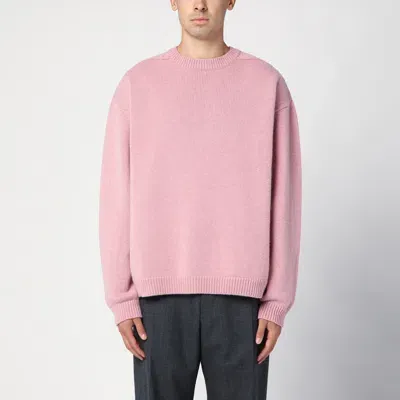 Studio Nicholson Hemyl Pink Wool Crew Neck Sweater In Brown