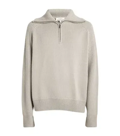 Studio Nicholson Merino Wool Quarter-zip Sweater In Beige