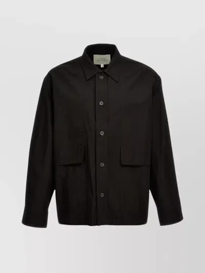 Studio Nicholson 'military Collared Shirt Front Pockets' In Black