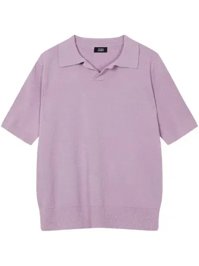 Studio Tomboy Knitted Polo T-shirt In Pink