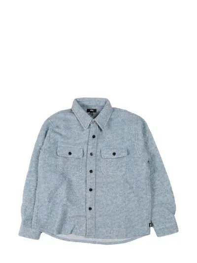 Stussy Boxy Wool Shirt In Light Blue