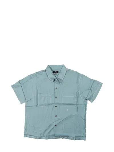 Stussy Contrast-stitching Shirt In Blue