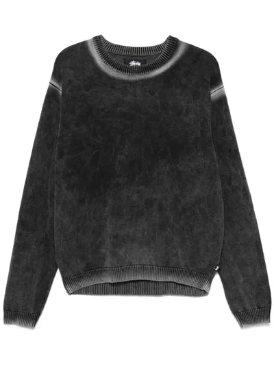 Stussy Cotton Crewneck Sweater In Black