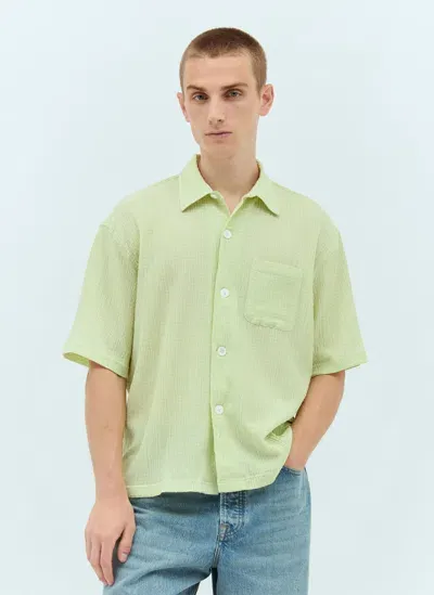 Stussy Flat Bottom Crinkled Shirt In Green