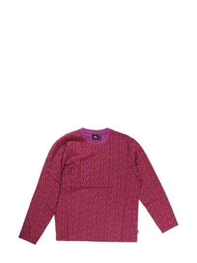 Stussy Letter Stripe T-shirt In Pink