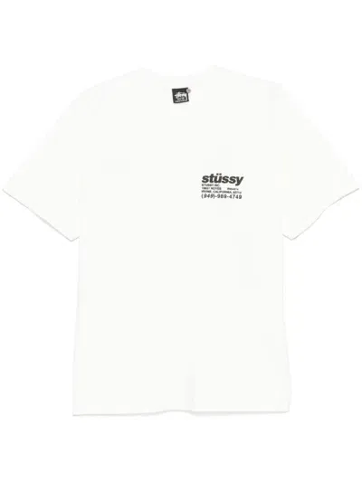 Stussy Dna Print Cotton T-shirt In Beige