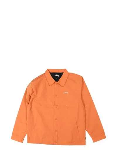 Stussy Logo-embroidered Shirt Jacket In Orange