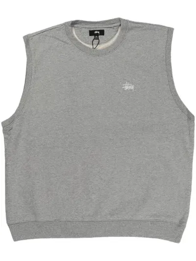 Stussy Logo-embroidered Vest In Grey