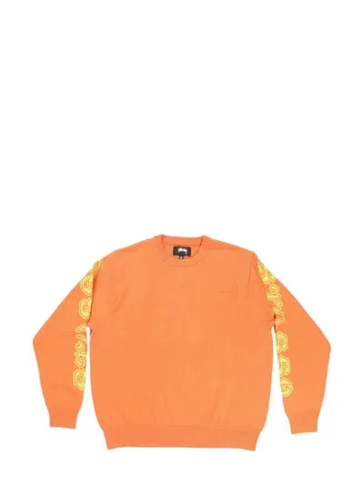 Stussy Logo-jacquard Jumper In Orange