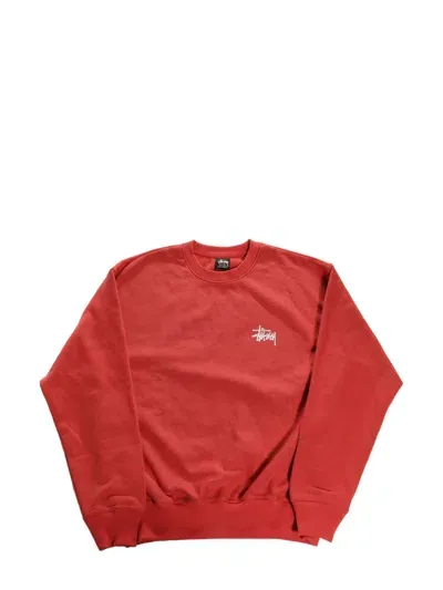 Stussy Logo-print Crew-neck Sweatshirt In Red