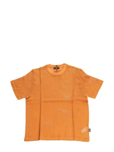 Stussy Mesh Crew-neck T-shirt In Orange