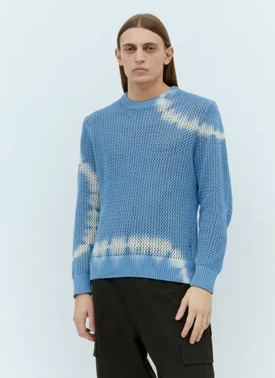 Stussy Pigment Dyed Loose Gauge Sweater In Tie Dye Blue