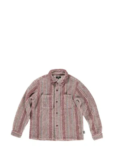 Stussy Striped Sherpa Shirt In Pink