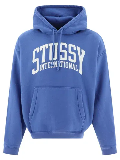 Stussy Stüssy International Logo Printed Hoodie In Blue