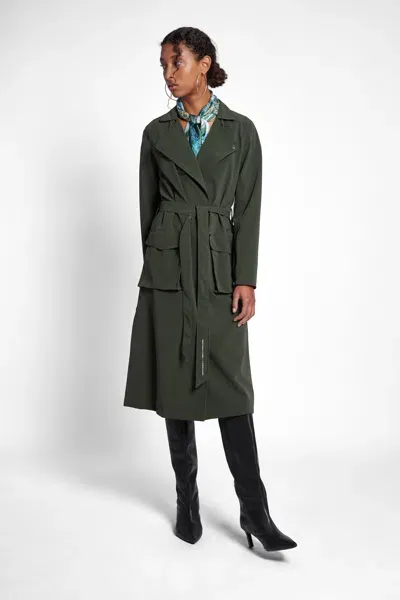 Stutterheim Kista Matte Trench Coat In Green