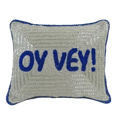 Sudha Pennathur Oy Vey Beaded Decorative Pillow, 8 X 10 In Gray