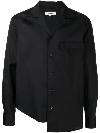 Sulvam Cut-out Asymmetric Shirt In Black