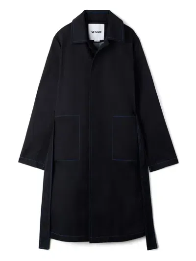 Sunnei Contrast Stitching Coat In Blue