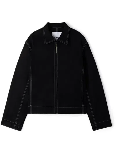 Sunnei Contrast Stitching Shirt-jacket In Black