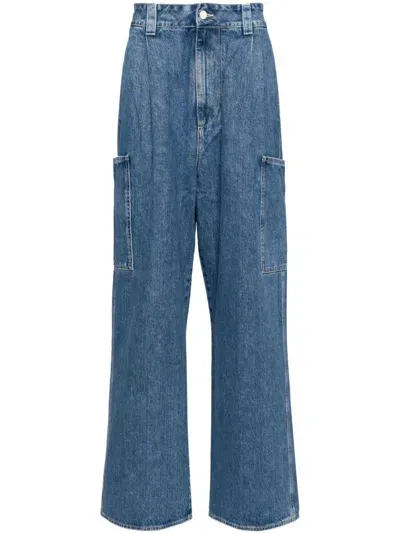 Sunnei Faded-effect Wide-leg Jeans In Blue