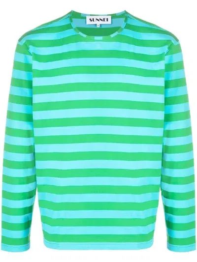 Sunnei Green & Blue Striped Long Sleeve T-shirt