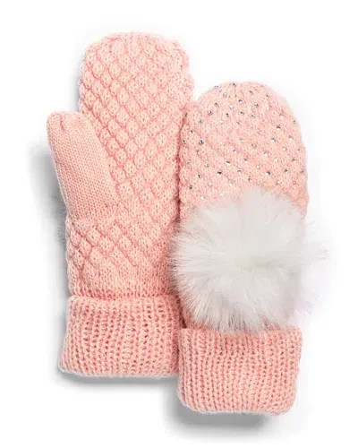 Surell Girls' Seed Stitch Mittens - Big Kid In Pink/nb