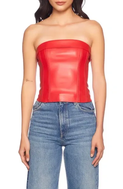 Susana Monaco Faux Leather Corset Top In Perfect Red