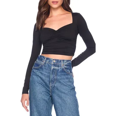 Susana Monaco Ruched Crop Top In Black