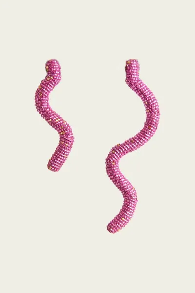 Susana Vega Onna Asymmetric Earrings In Hot Pink