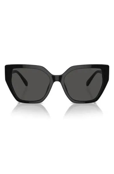 Swarovski Constella 56mm Polarized Irregular Sunglasses In Black