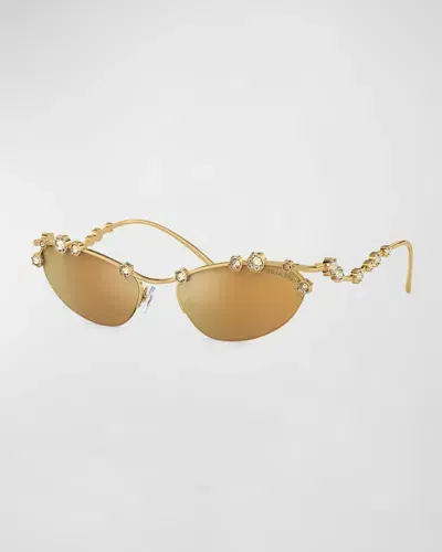 Swarovski Constella Crystal Embellished Metal Cat-eye Sunglasses In Gold