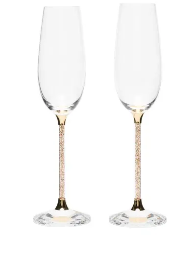 Swarovski Crystal-embellished Flutes (pack Of Two) In Gold