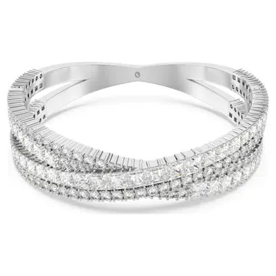 Swarovski Mixed Cuts, Infinity, White, Rhodium Plated Hyperbola Cuff Bracelet