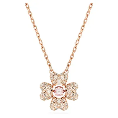 Swarovski Rose Gold-tone Idyllia Crystal Clover Pendant Necklace, 15" + 2-3/4" Extender In White